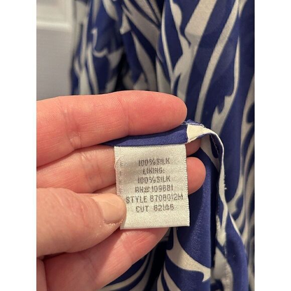 Donna Ricco Blue And White Silk Sleeveless Party Dress Size 8 - Picture 5 of 6